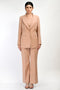 Catford  Beige Fine Crepe Solid 3 Piece Blazer Set