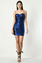 Aiken Blue Metallic Lycra Mini Draped Bodycon Dress for Clubbing