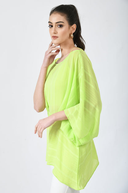 Kearney Green ChiffonDraped Tunic Top