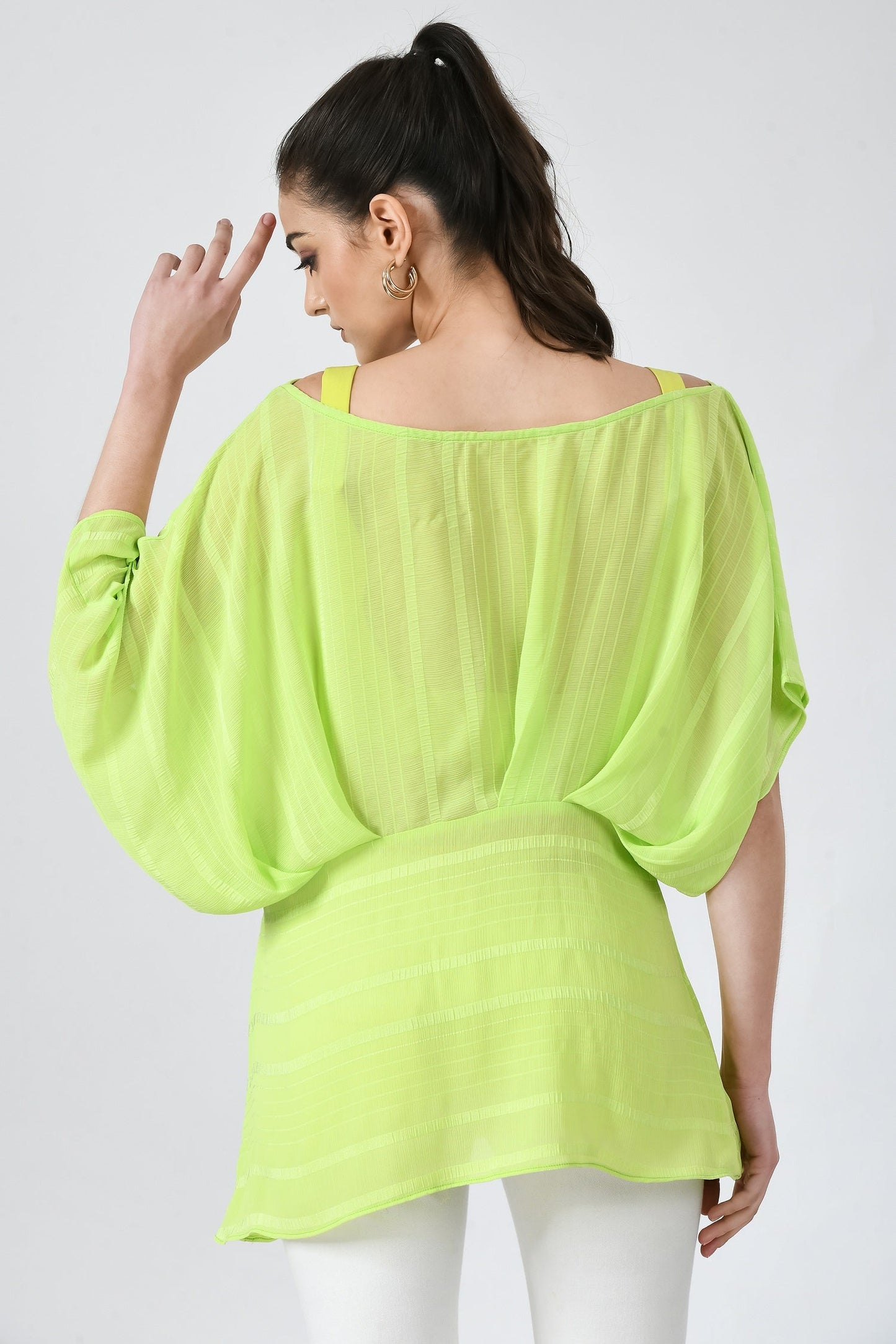 Kearney Green ChiffonDraped Tunic Top