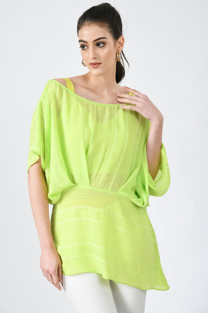 Kearney Green ChiffonDraped Tunic Top