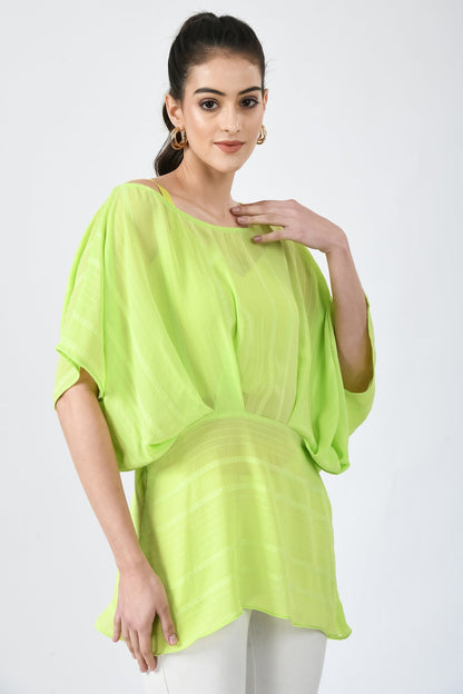 Kearney Green ChiffonDraped Tunic Top