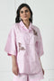 Cotton Shirt In Pink Color With Hand Embroidery Detailing at Front