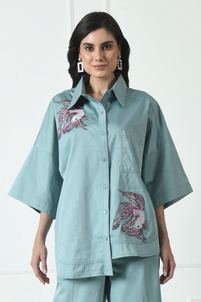 Sage Green color shirt for women, Embroidered shirt for ladies, Cotton Shirt for women, Long Sleeve Shirt for ladies, Work Wear Shirt for women, Collard Shirt for women by White OwlStylish shirts for women, Designer women’s formal shirts, Casual chic women’s tops, Summer cotton shirts for ladies, Printed shirts for women online, Classic white shirts women, Oversized shirts for casual wear, Trendy shirts for office wear, Luxe satin shirts for women, Top women’s shirts for summer