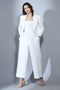 Soho White Crepe Cropped Blazer Set with Trouser & Corset